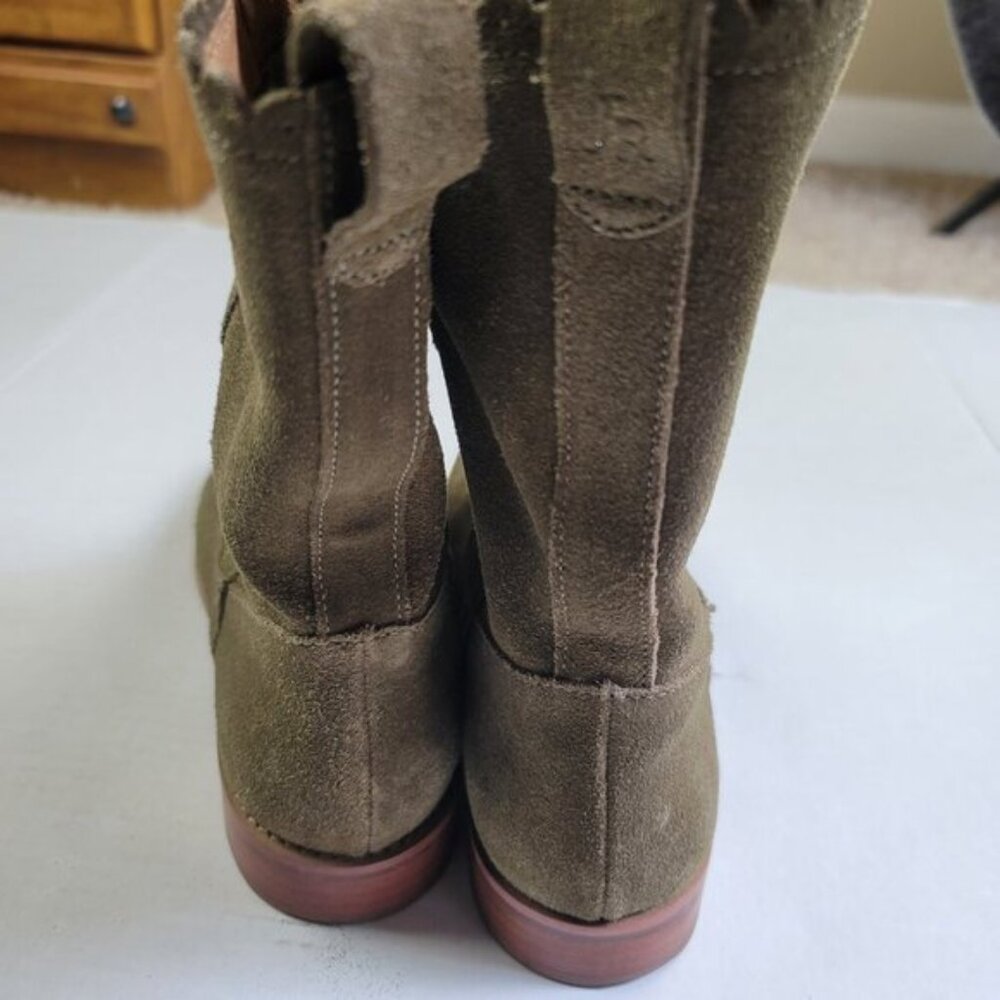 Jack Rogers Scalloped Edge Carly Boot-Olive Suede - Picture 8 of 13